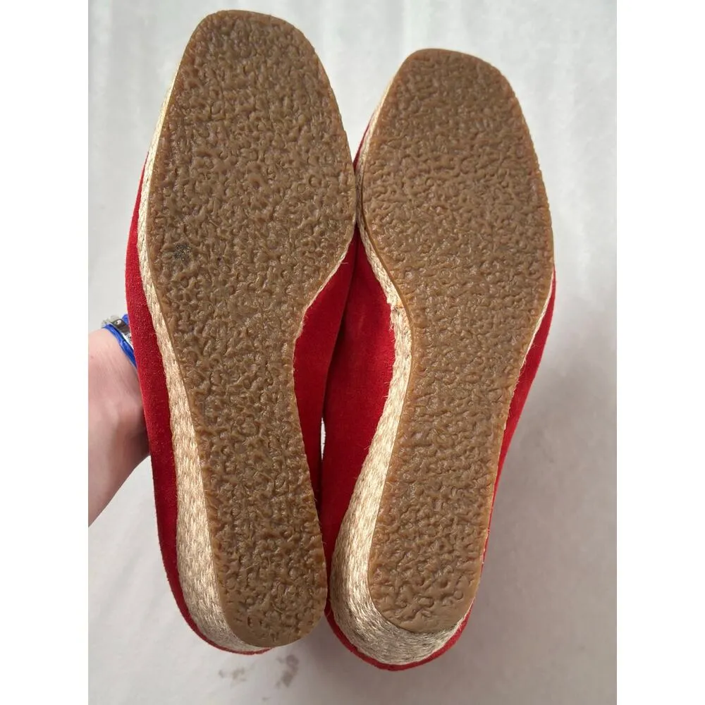 Salvatore Ferragamo Red Suede Sqaure Toe Wedge Heels Espadrilles Limited Edition - Image 5