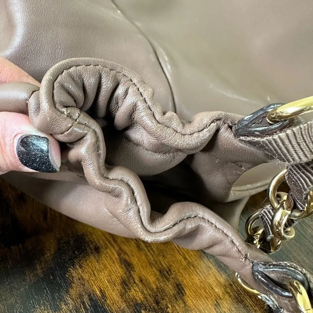 Ferragamo Vara Leather Shoulder Hobo Bag Beige W/ Certificate of Authenticity - Image 11