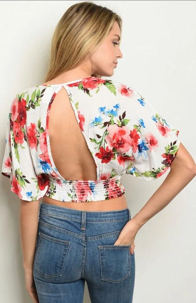 Off White Floral Top S - Image 2