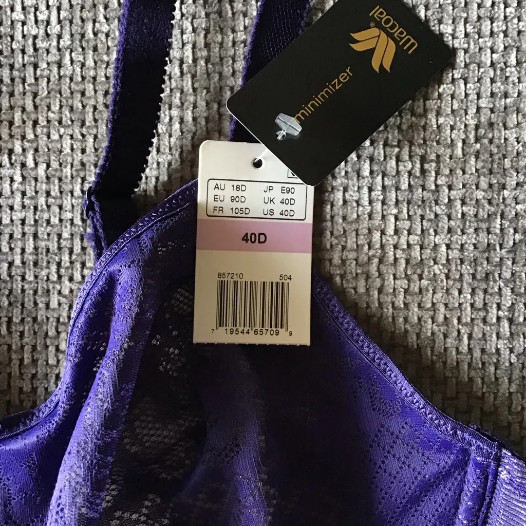 NWT Wacoal Back Appeal Minimizer Bra Purple 40D Full Coverage Underwire - Image 4