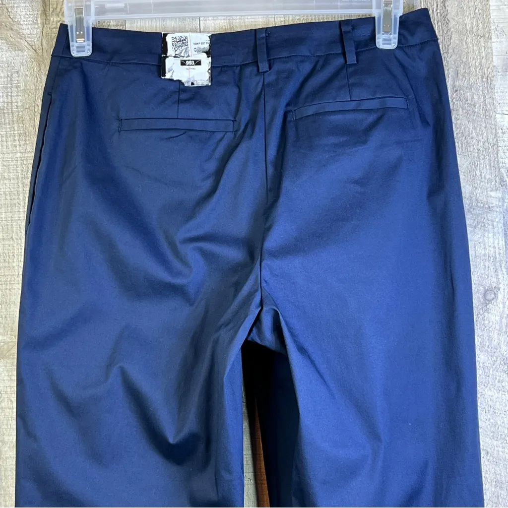 Alfani Size 6 Navy Blue Cropped Trousers with Mock Back Pockets & Zipper Closure - Image 7