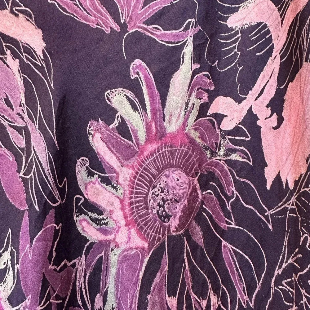 Ann Taylor | Purple Floral 100% Silk A-Line Pink Lined Skirt Size 4 Small S - Image 5