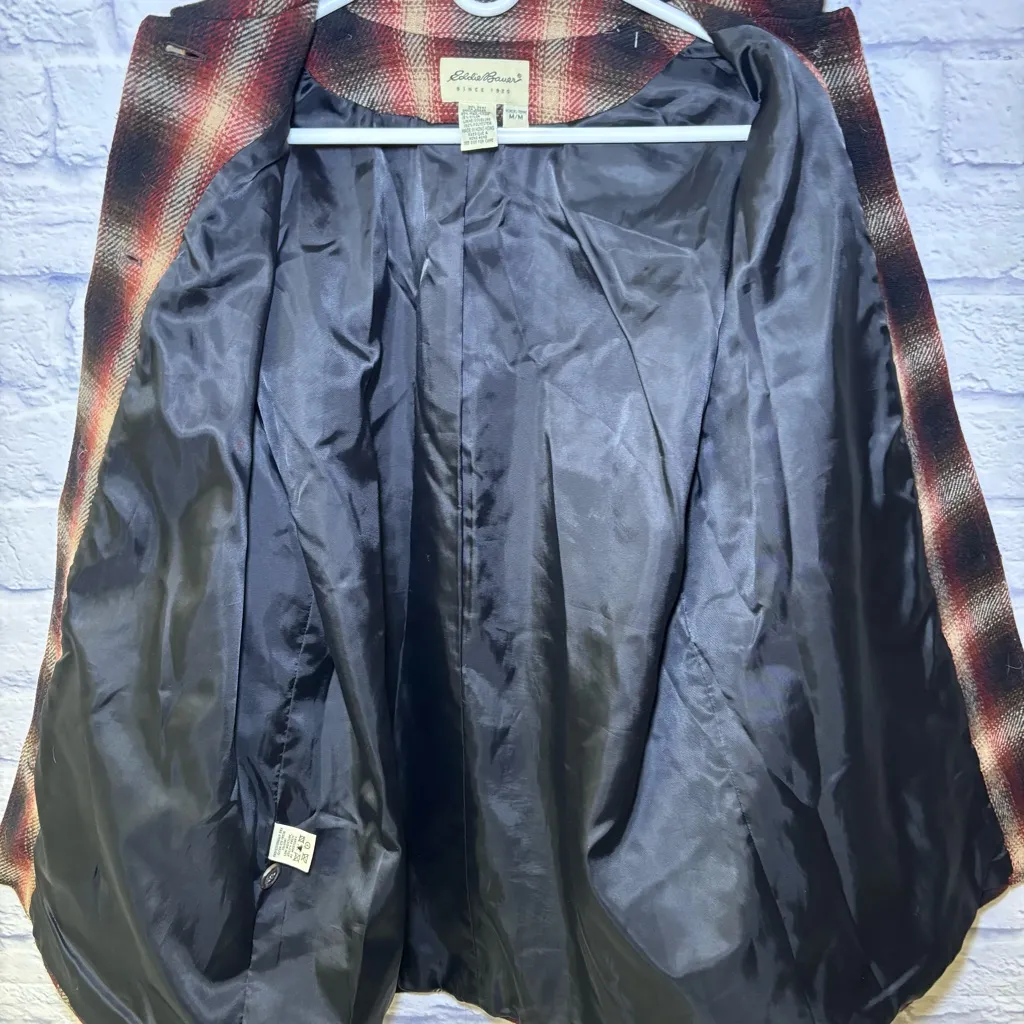 Vintage Eddie Bauer Jacket Womens Medium Wool Plaid Button Barn Chore Coat - Image 13