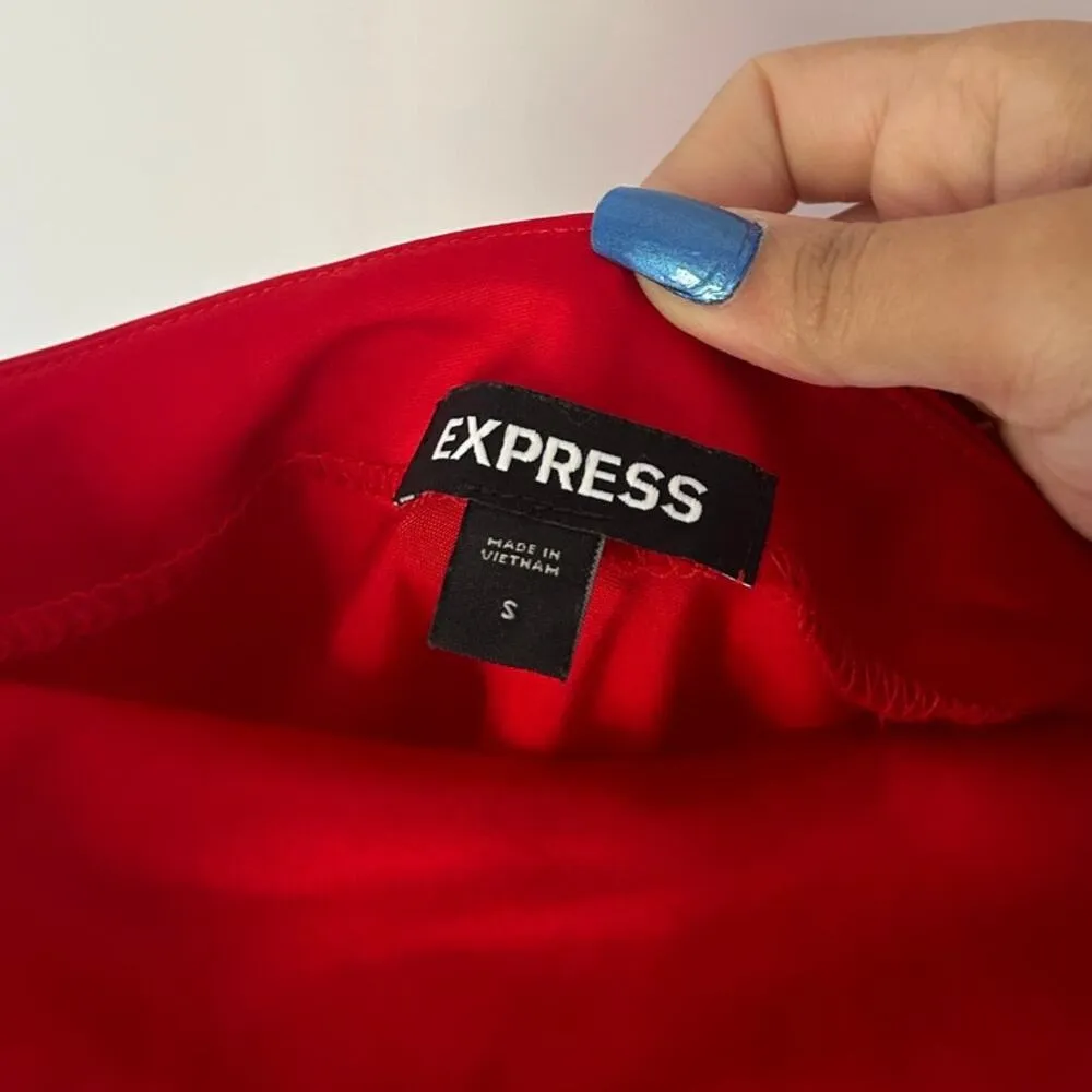 Express Bright Red Satin Midi Dress Size Small - Image 2