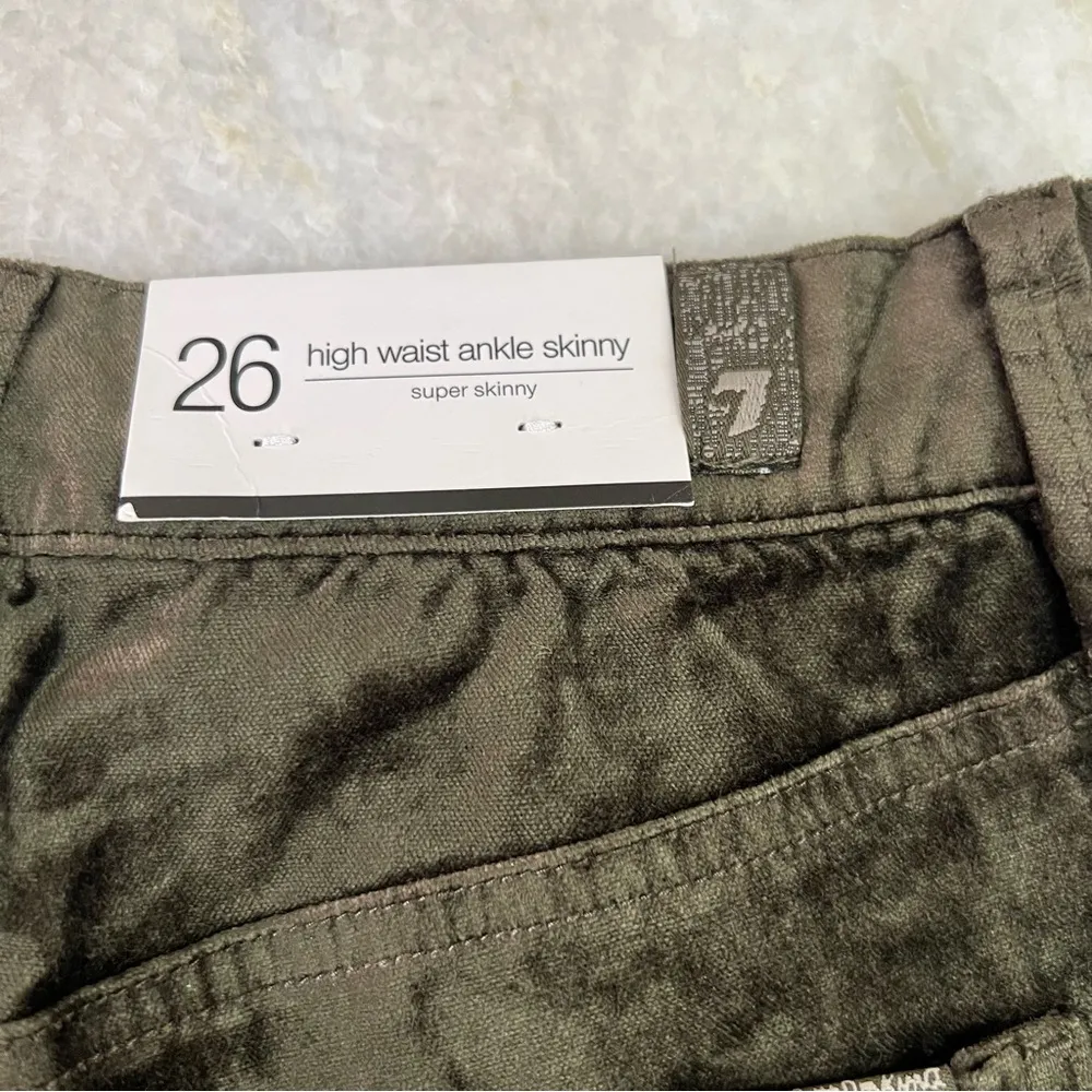 NWT 7 For All Mankind Green Fatigue High Waist Velvet Ankle Skinny Pants Size 26 - Image 14