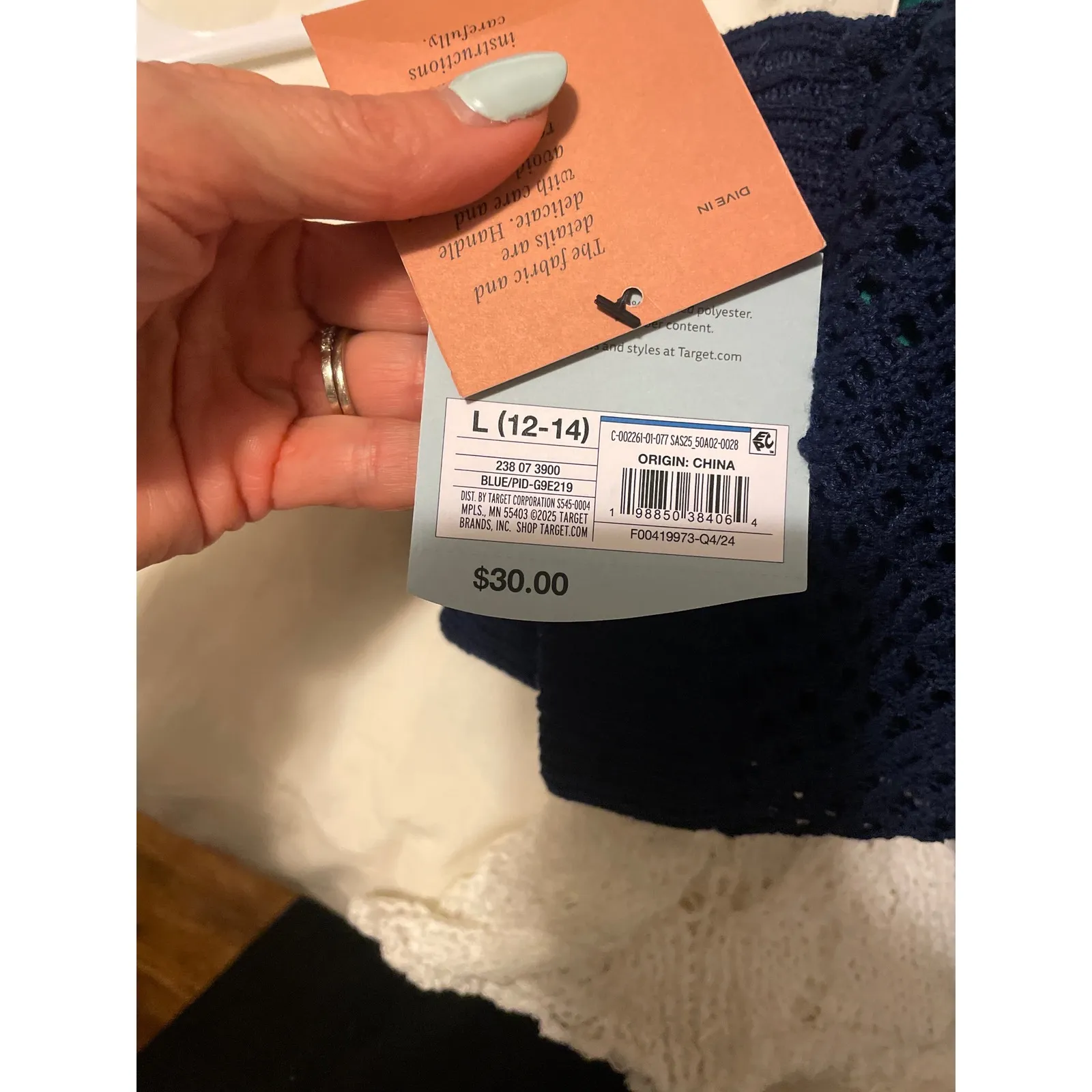 Navy Crochet Wide Leg Beach Pants | Resortcore Swim Cover Up | NWT Blue Size L - Image 7