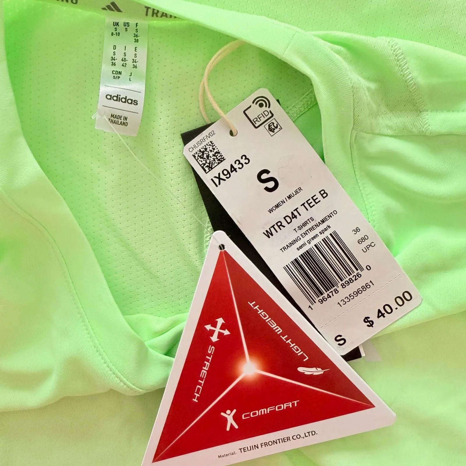 NWT Adidas WTR D4T Green Crewneck Mesh Back AEROREADY Stretch Training Tee Sz S - Image 8