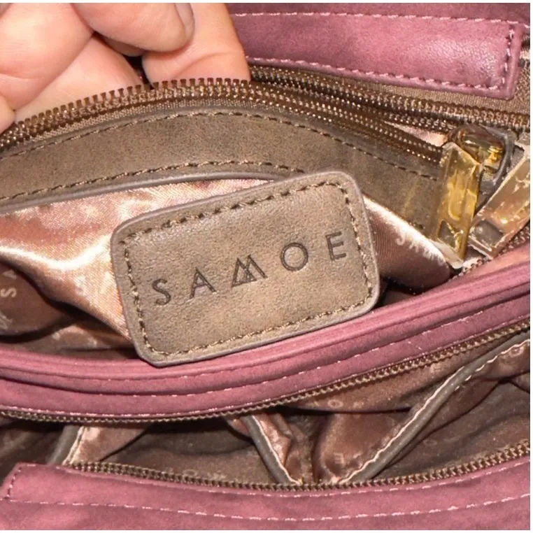 SAMOE Satchel Crossbody Bag Mauve Pink Leopard Print Accent Stylish‎ - Image 8