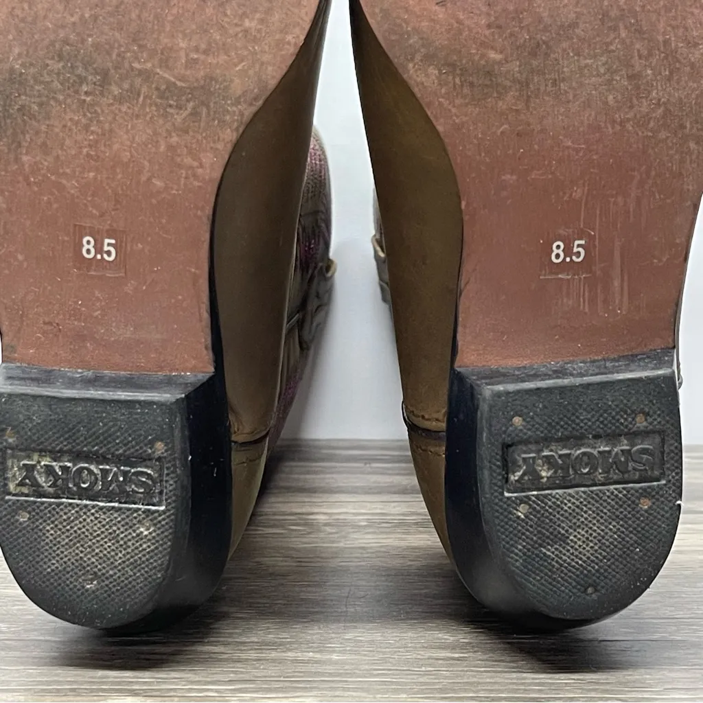 Smoky Mountain Women’s Brown Leather Cowboy Boots 8.5D Pink Stitching Western Size 8.5 - Image 8