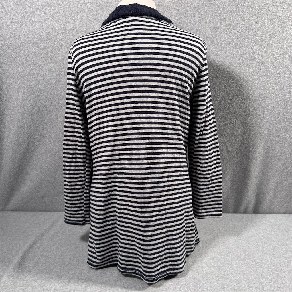 Neon Buddha Women's Striped Cowl Neck Cotton Tunic Sweater Top Size Small Blue - Image 4