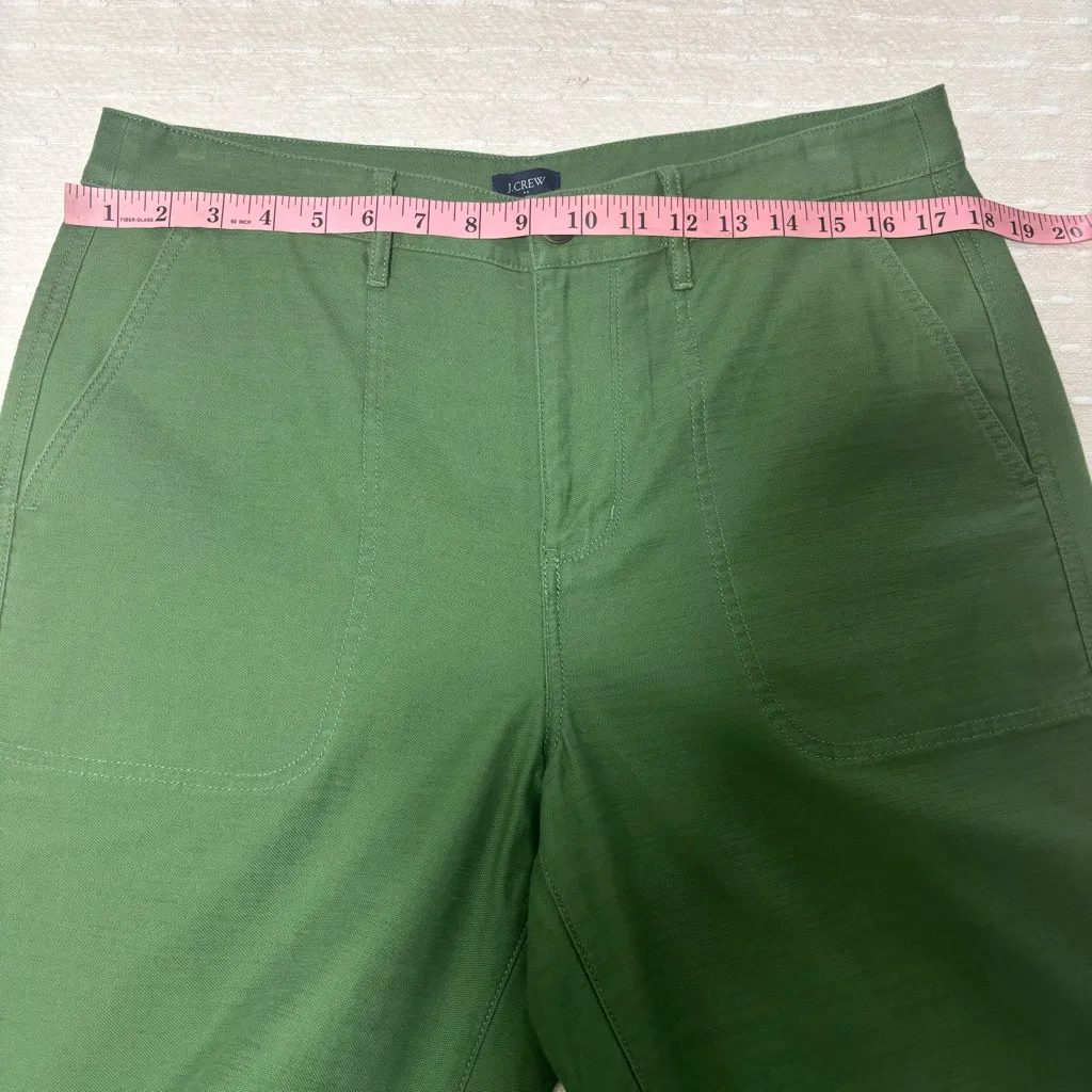 J. Crew Cotton Camp Pant Women’s Size 12 Patch‎ Pockets Tapered Leg Casual Green - Image 7