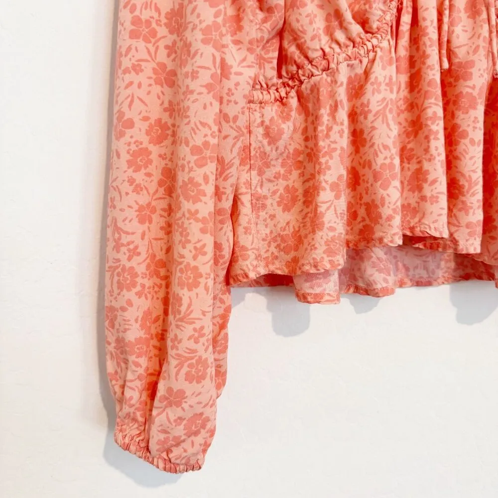 Billabong Time Goes By Floral Babydoll Boho Bohemian Blouse Peasant Top Large - Image 5