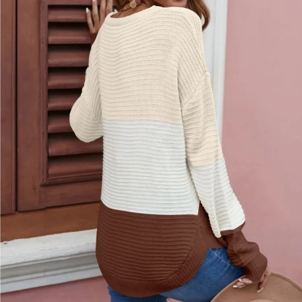 SHEIN LUNE Color Block Drop Shoulder Sweater - Image 3