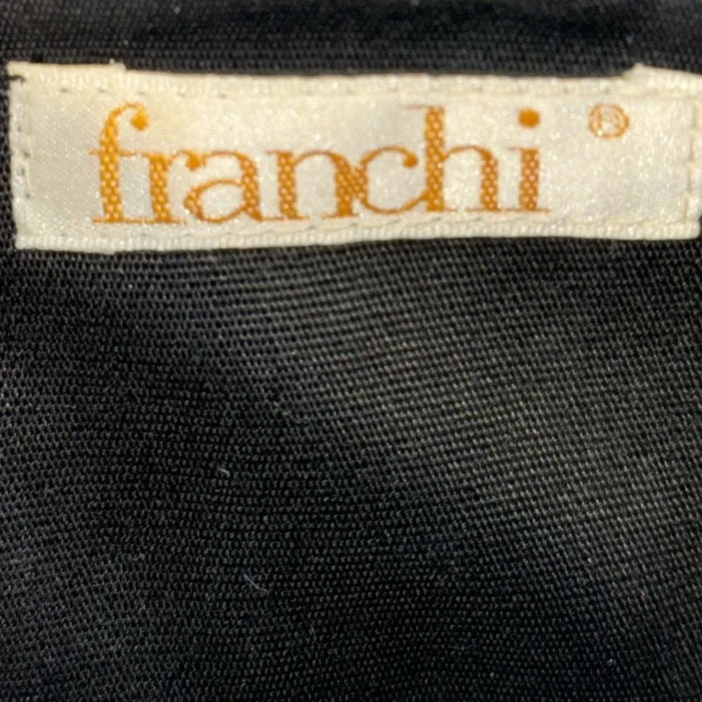 Franchi Vintage Black Pleated Satin Beaded Evening Bag Purse w Beaded Handles - Image 10