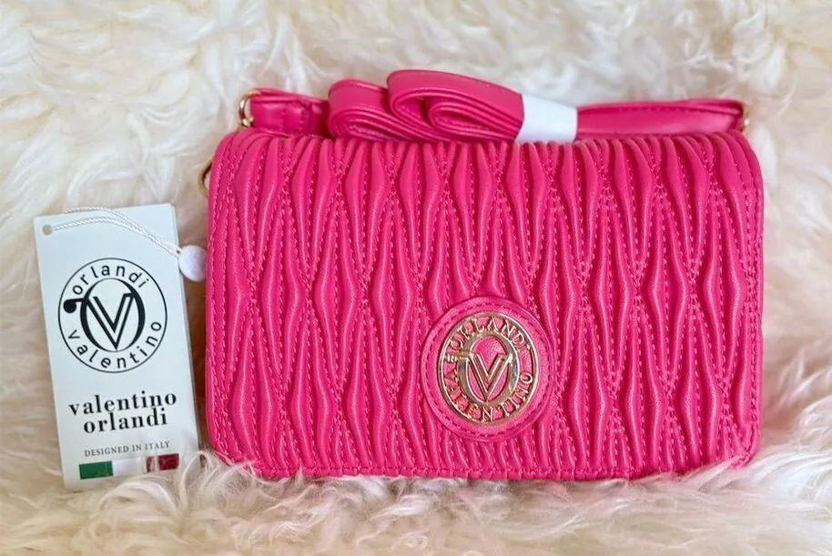 Valentino Orlandi Pink Quilted Crossbody Bag Adjustable Strap Women's - Image 1
