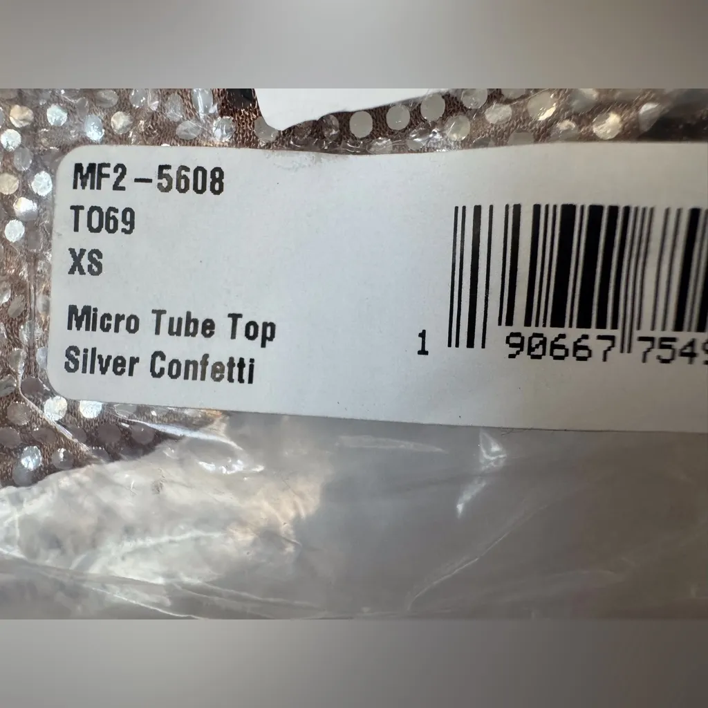 Show Me Your MuMu NWT Women’s Micro Tube Silver Confetti Rose Gold‎  Top Size XS - Image 3