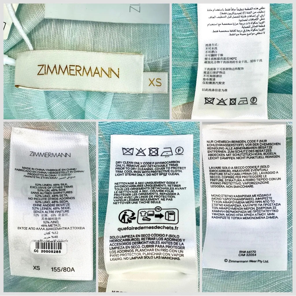 Zimmermann Seascape Illuminate Billow Organza Mini Dress Blue Silk Linen XS NWT - Image 8