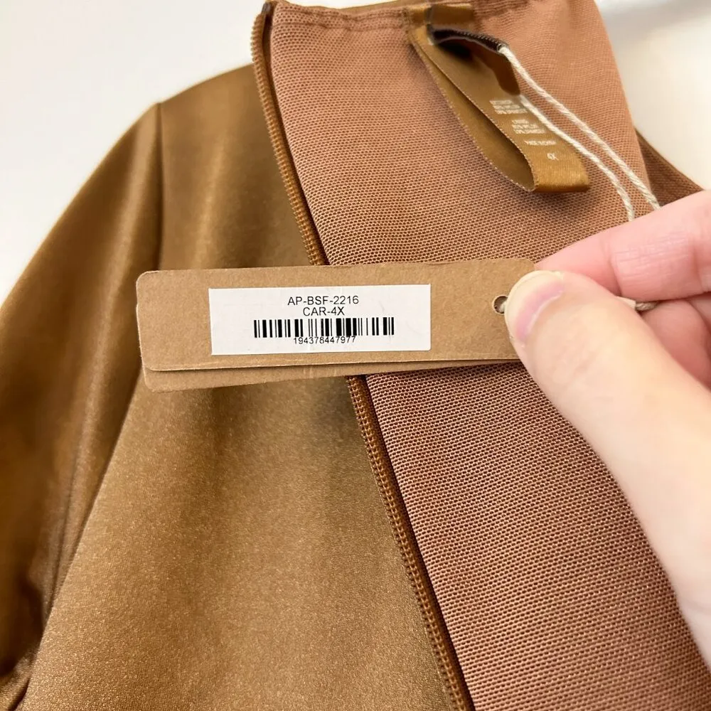 SKIMS The Scoop Neck Long Sleeve Onesie in Caramel Brown Size 4X NWT - Image 7