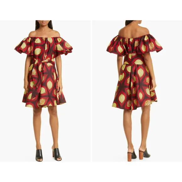 The Oula Company Red Abstract Print Babydoll Mini Dress NO BELT NWT Size undefined - Image 2