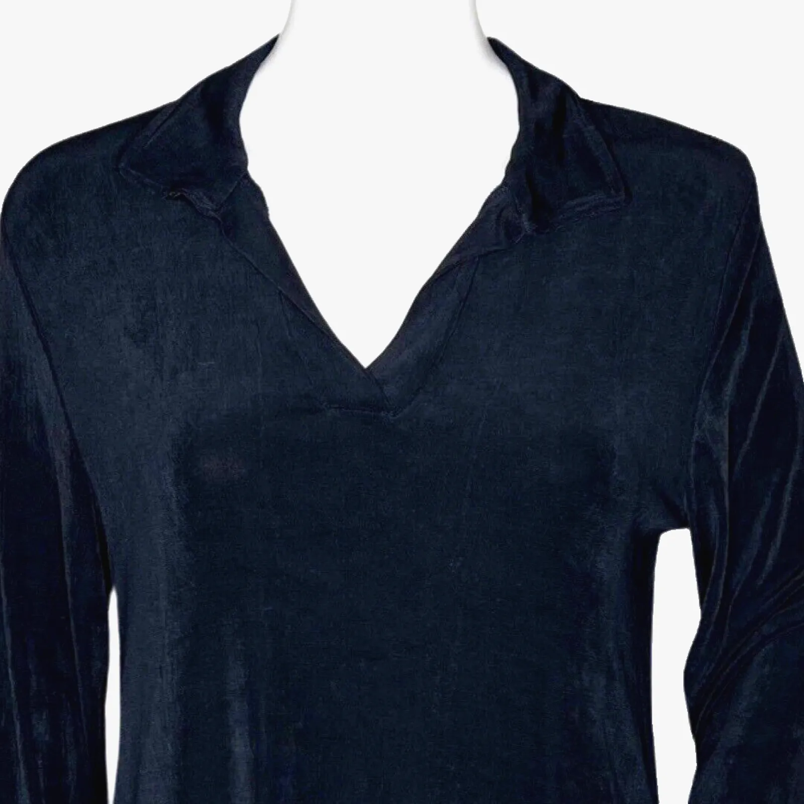 Chicos‎ Shirt Womens Small 0 Blue Tunic Top Collar Travelers Slinky Minimalist - Image 5