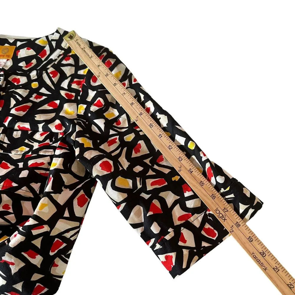 Rudy Rd Maximalist Statement Piece Blazer Womens 14 Artsy Geometric Print Jacket Black - Image 13