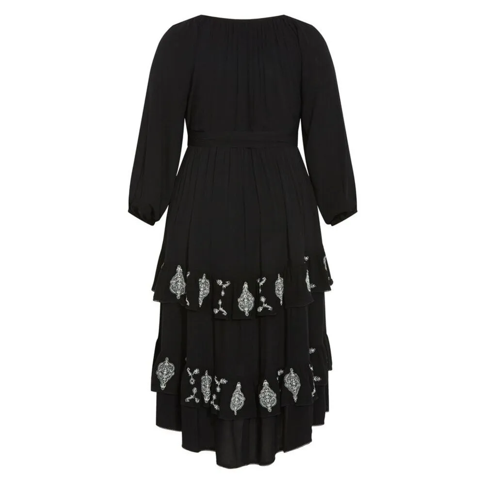 Avenuology's Amahle Lace Embroidered Tier Maxi Dress, A41 Black Size 16 - Image 6