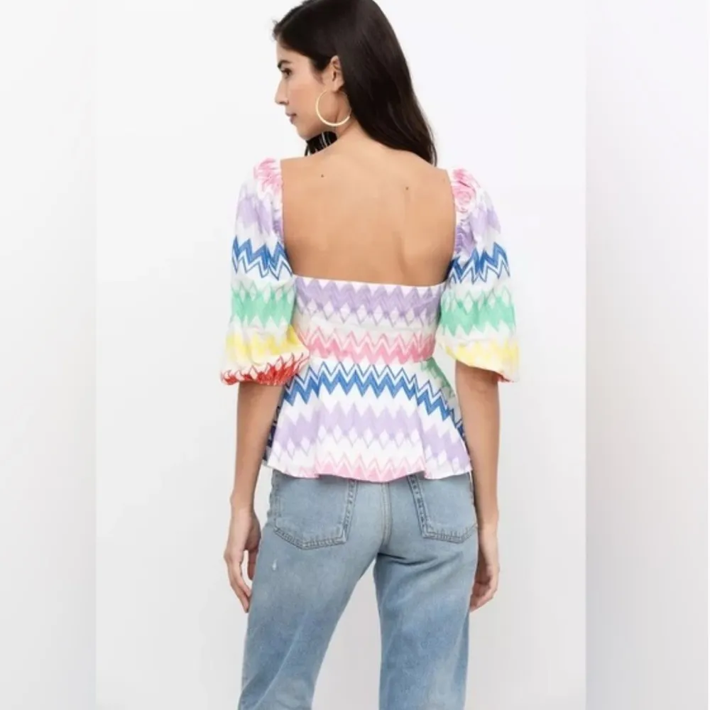 NEW Anthologie Yumi Kim Eliza Embroidered Top in Carnival Large - Image 4