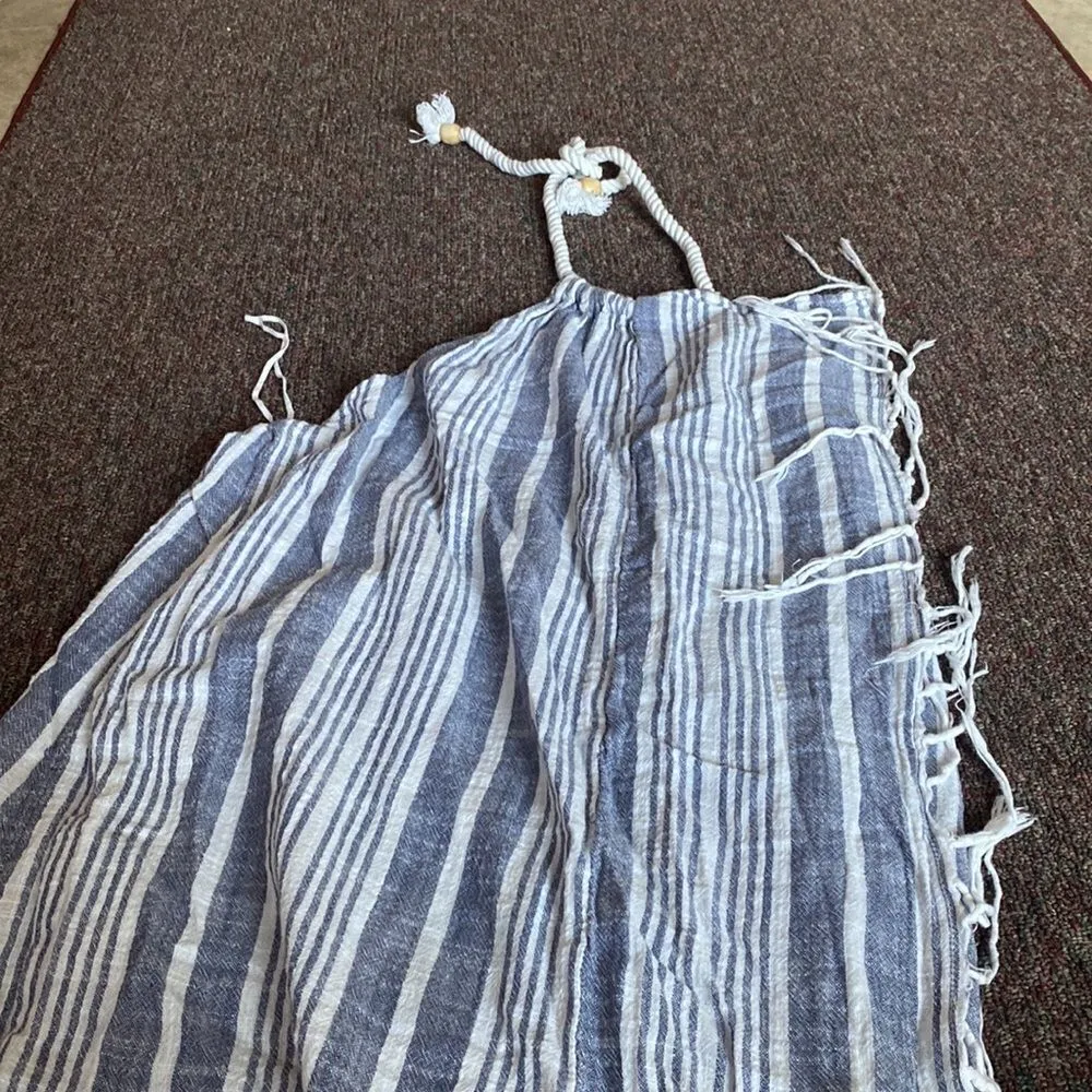 Aerie blue and white fringe midi dress xs/s - Image 4