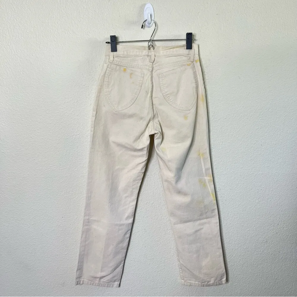 Lykke Wullf Perfected Ranch Pant Cream Canvas Paint Splatter Womens Size 4 - Image 9