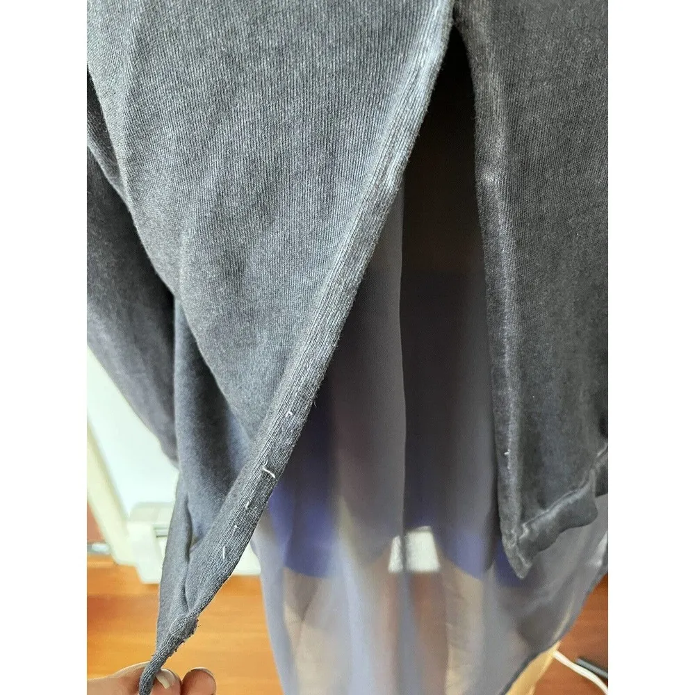 Casual Corner Pale Blue Layered Knit Chffon Pullover Long Sleeve Shirt Sz Large - Image 6