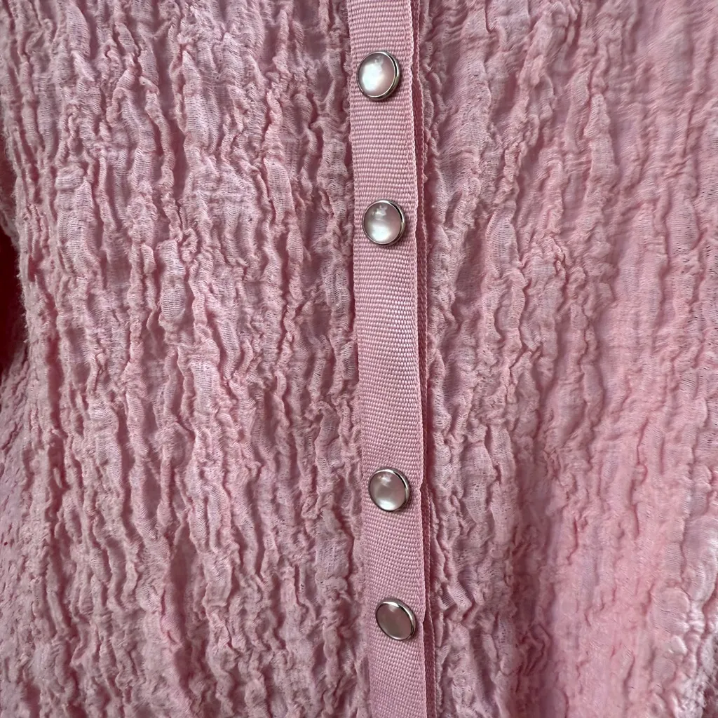 J. Jill Light Pink Pearl Button Textured Button - Image 3