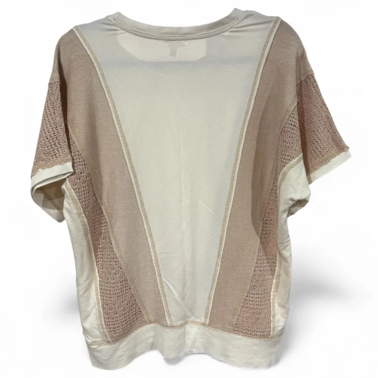 BKE Buckle Ivory and Beige T Shirt Blouse - Size Small - Image 2