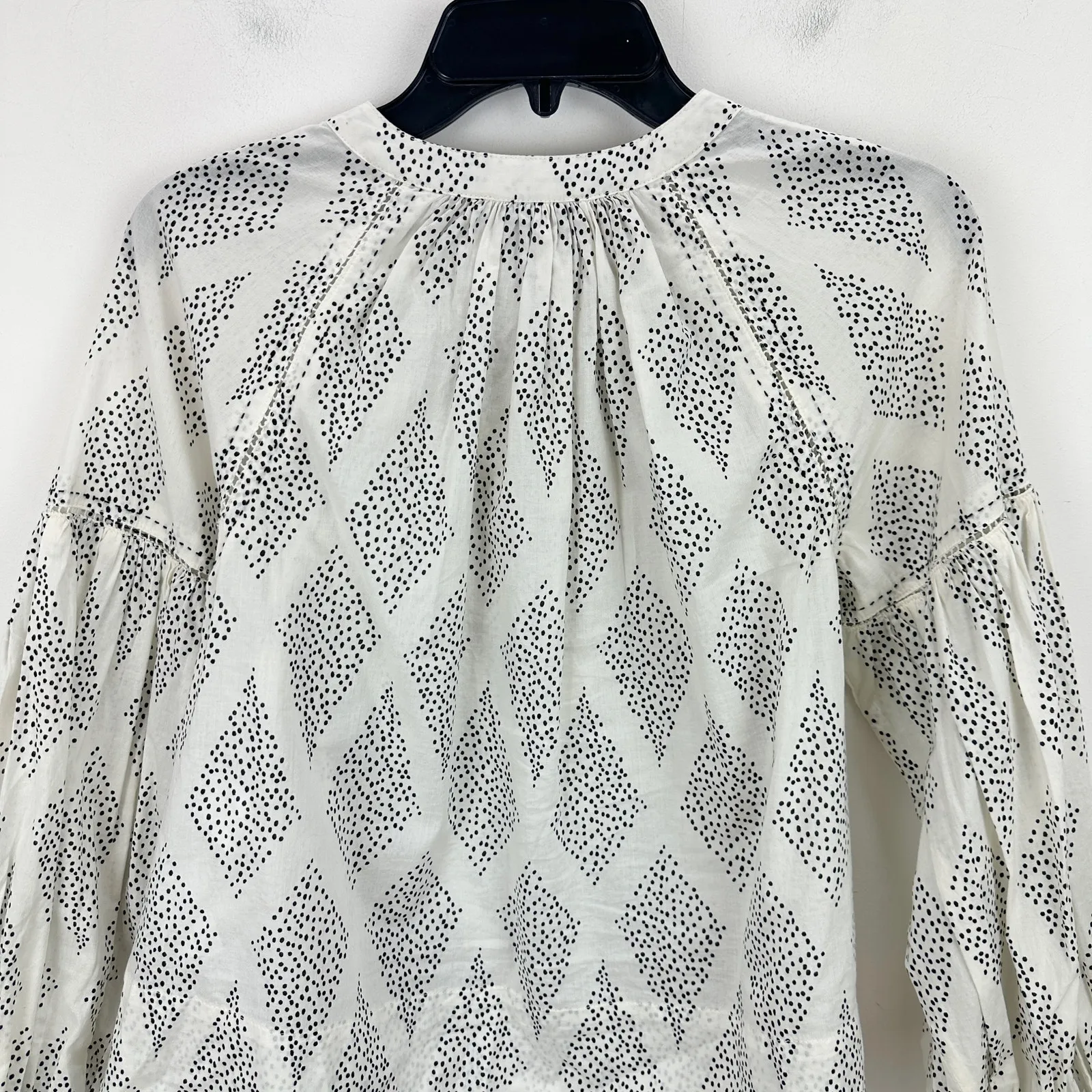 Madewell Shirred Balloon Sleeve Top Blouse Geometric Print Lighthouse XXS NWT - Image 10