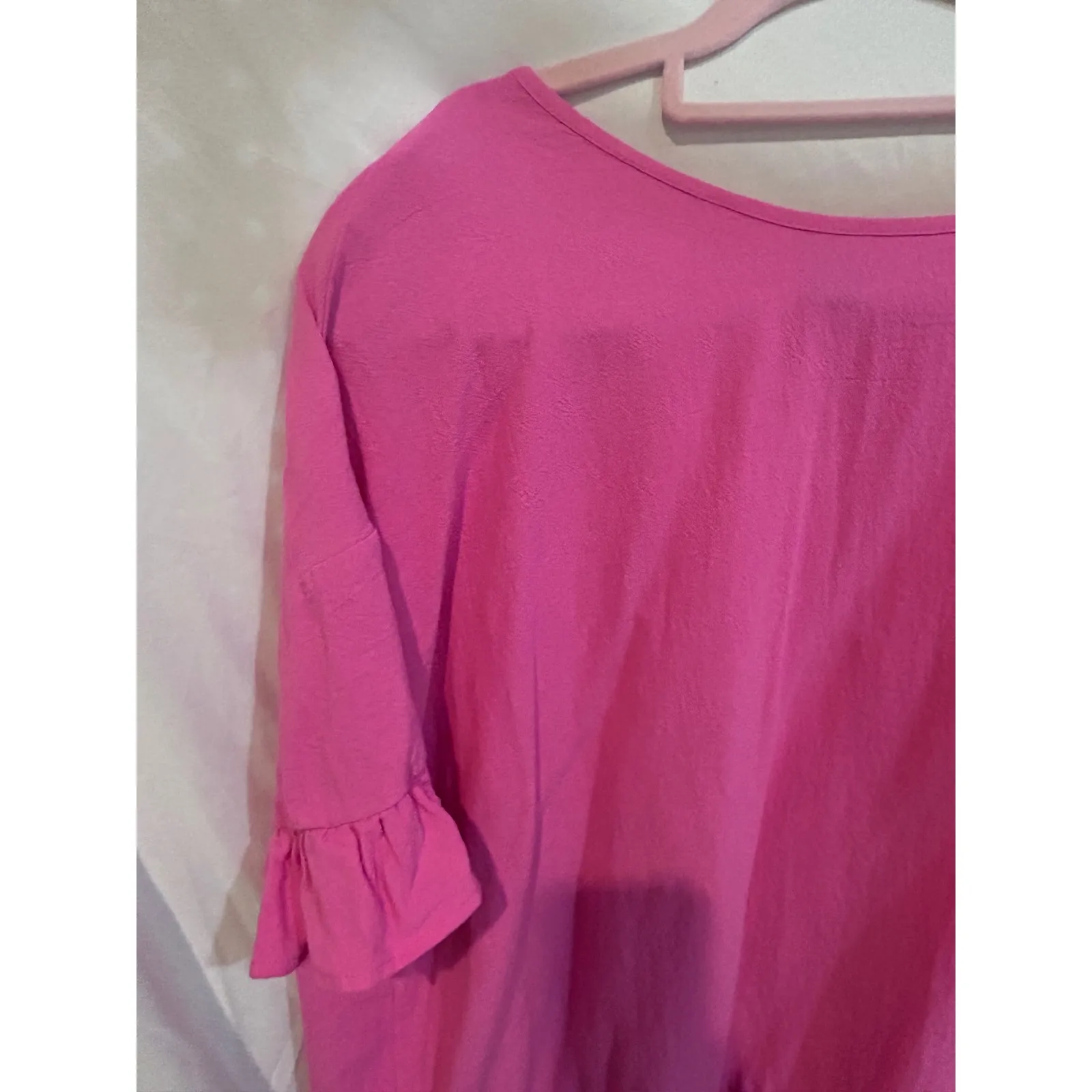 SHEIN CURVE Hot Pink Ruffle Hem High Low Tunic Top Plus Size 1X - Image 4