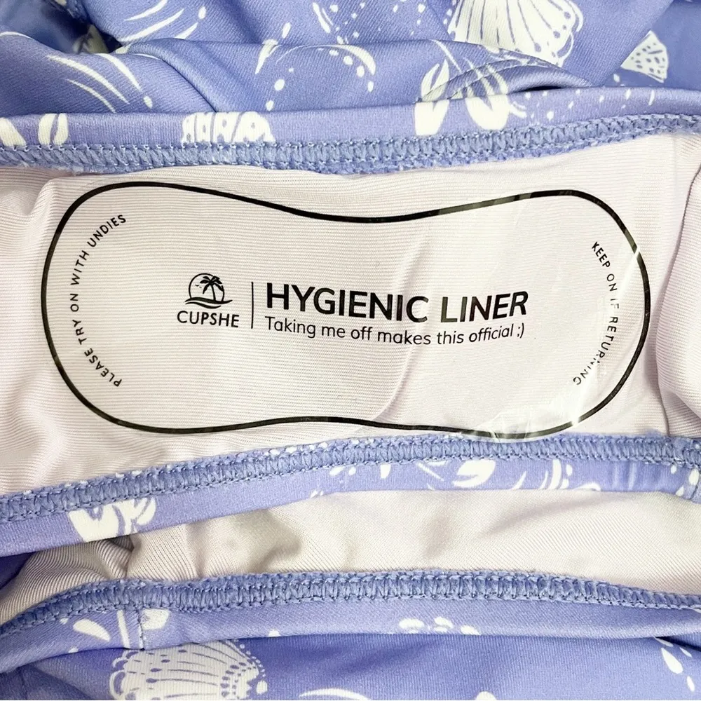 NWT Cupshe Purple Seashell Cutout Rashguard One Piece Swimsuit Size XS NEW - Image 13