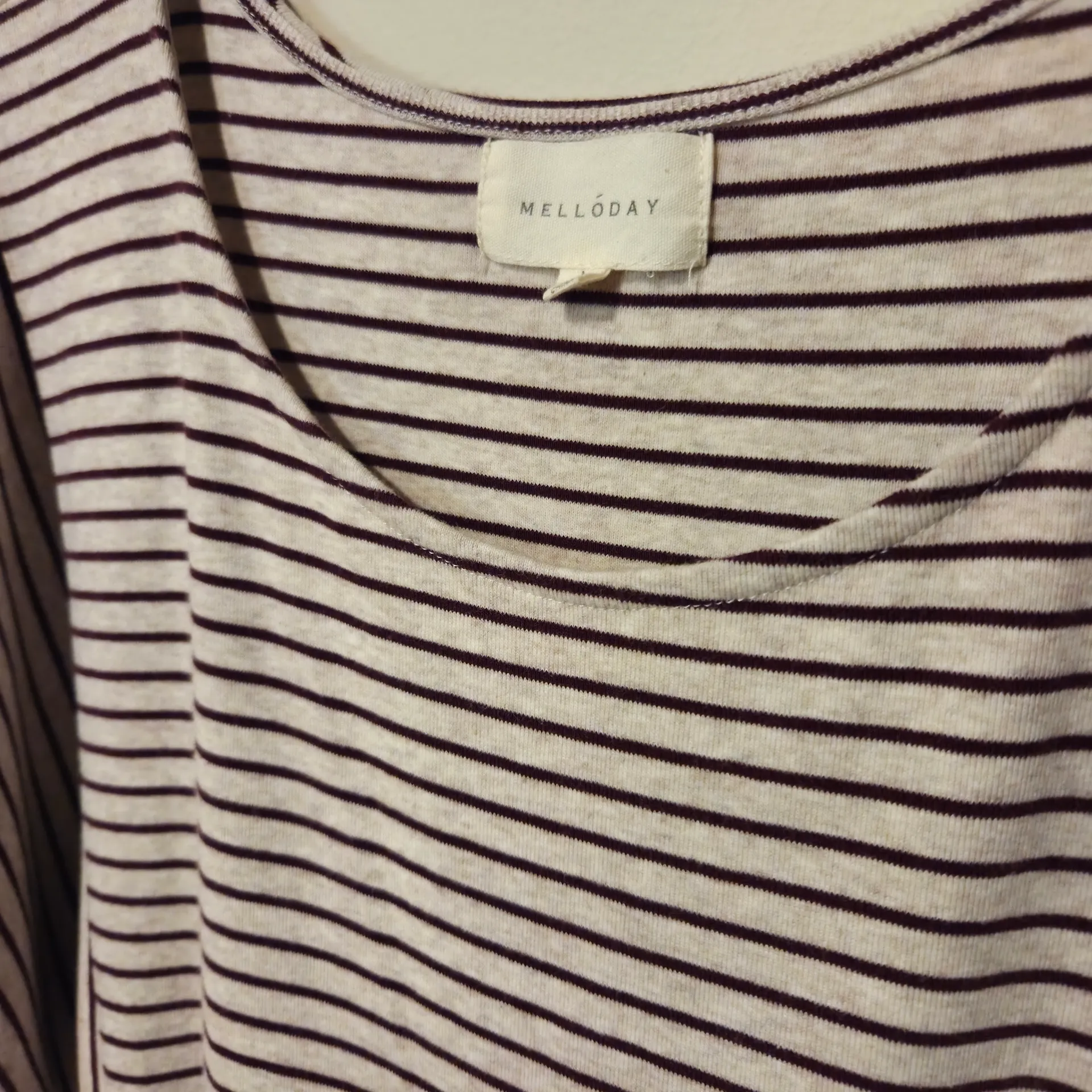 MELLODAY Nordstrom Large Short Sleeve Maroon And Cream Knit Dress W/ Pockets - Image 2