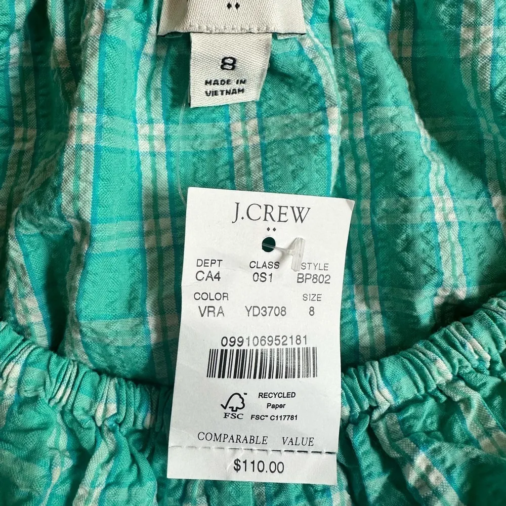 NWT J. Crew Blue and White Plaid Long Sleeve Dress - Image 8