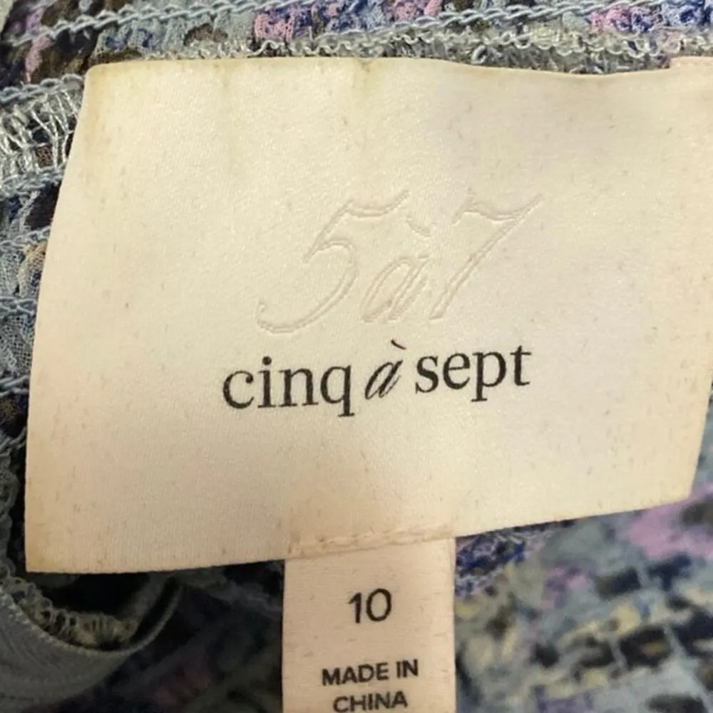 Cinq A Sept Drew Georgette Purple Floral Ruffle Tiered Long Sleeve Mini Dress 10 - Image 4