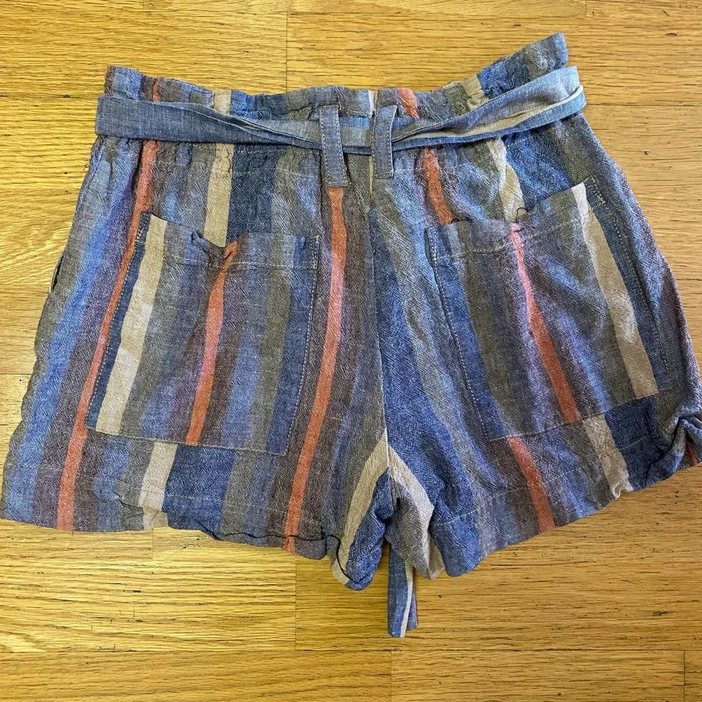 Current Air Coastal Linen Striped Granola Beach Vacation Preppy Shorts S - Image 2