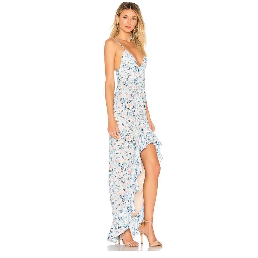 Lovers And Friends Meadow Floral Ruffle Hi Low Ahamani Maxi Dress Multicolor XS‎ - Image 6