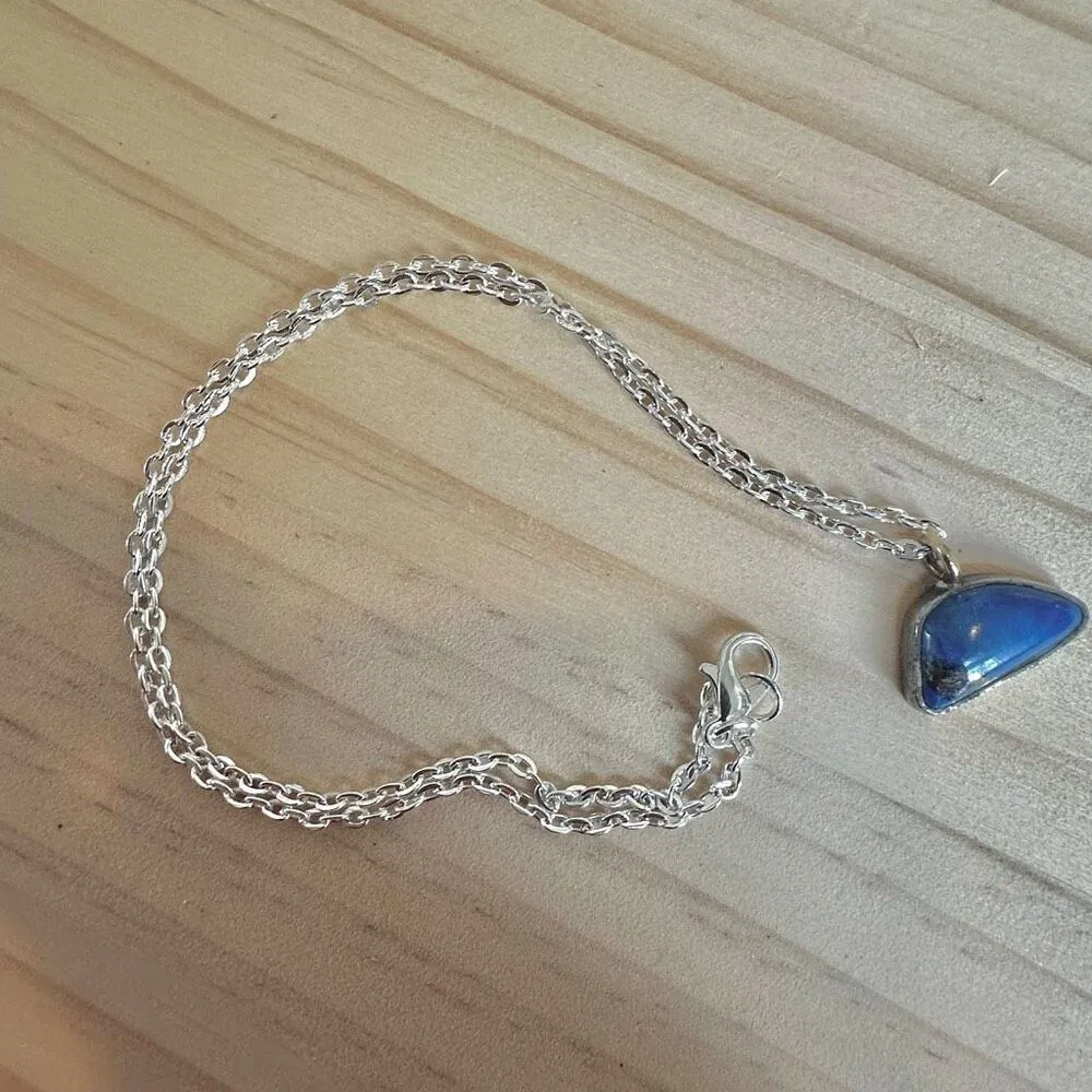 Sterling Silver & Lapis Lazuli Pendant Necklace with Gold Bail Blue - Image 6