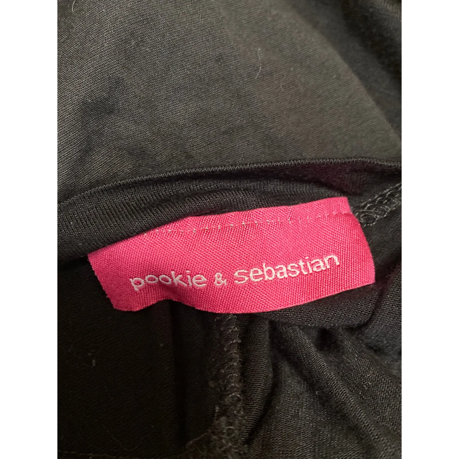 Pookie & Sebastian Womens Black Ruffle Sleeve Faux Wrap V Neck Blouse Top Size S - Image 5