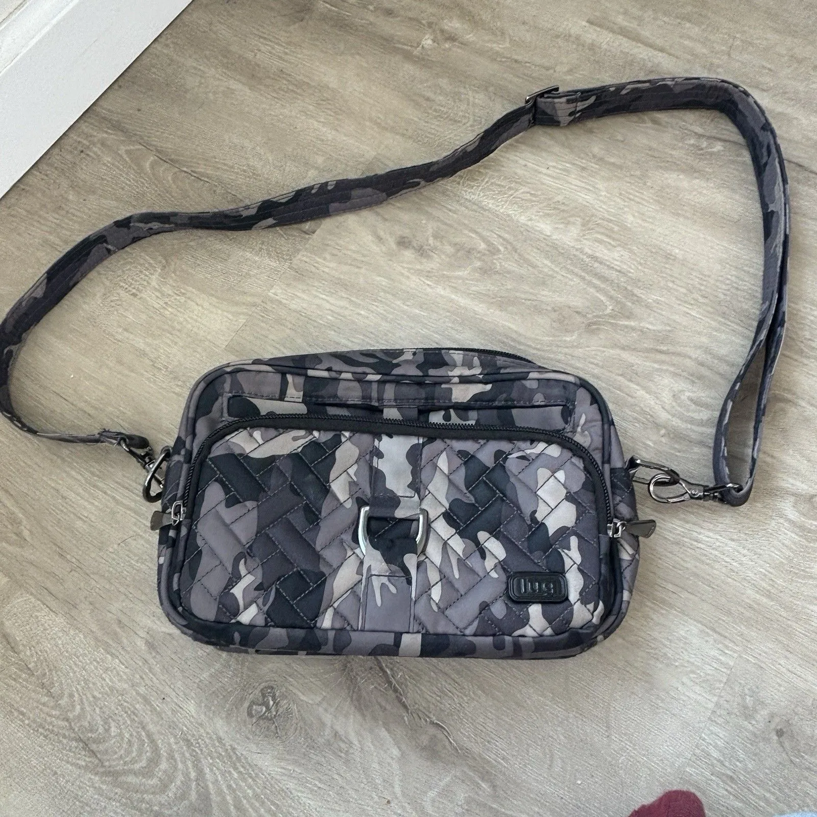 Lug Convertible Bag Carousel Camo Crossbody Belt Bag Quilted Army Gray White - Image 5