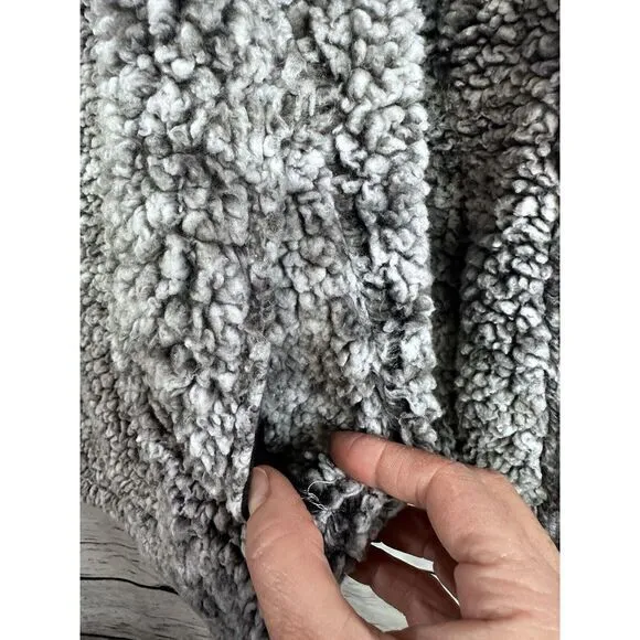 Grizzly Sherpa Fleece Gray Pullover Jacket Quarter Zip‎ Pockets Mock Neck Small - Image 4