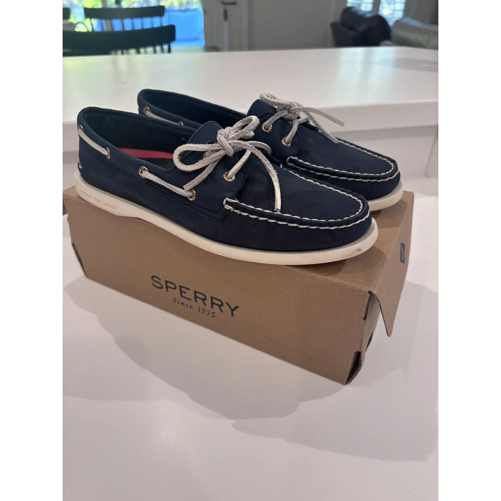 Sperry Shoes Women Blue Leather 2 Eye Boat Loafers STS81162 Sz 8.5 M Excellent - Image 3