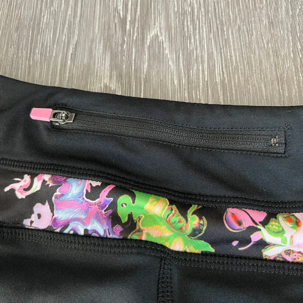 Cynthia Rowley Leggings Womens Small Cropped Activewear Floral Black Pink - Image 9