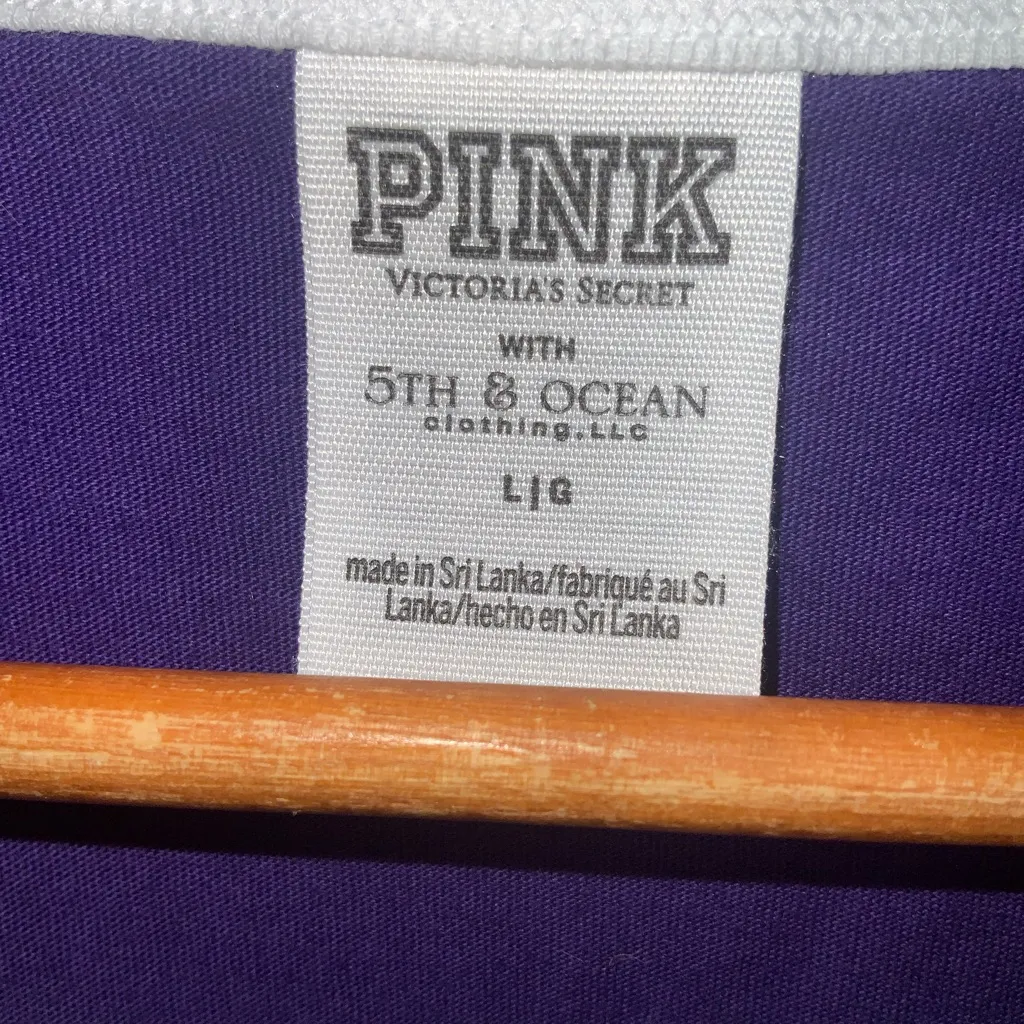 PINK Victoria's Secret Purple LSU Lace-Up Short Sleeve Top Large - Image 6