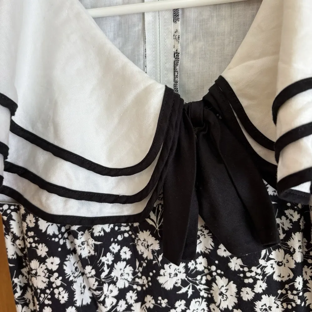 VTG Lanz Original Dress Small Floral Dress Sailor Garden Party Sundress Collared White - Image 6