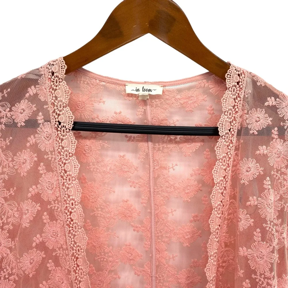 Pink Floral Embroidered Lace Kimono In Loom Boutique - Image 5