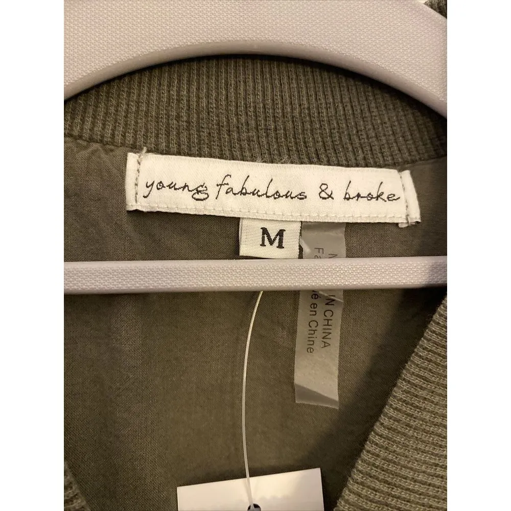 NWT Sz Medium‎ Olive Green Bomber Light Jacket - Young Fabulous & Broke - Image 2